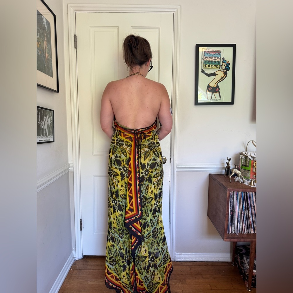 90s Vintage Nicole Miller Studio Silk Scarf Style Dress Sz 8 - Picture 3 of 9